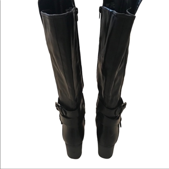 Nicole Rugby Black Knee High Buckle Detail Side Zip Boots Size 6M - Picture 9 of 10